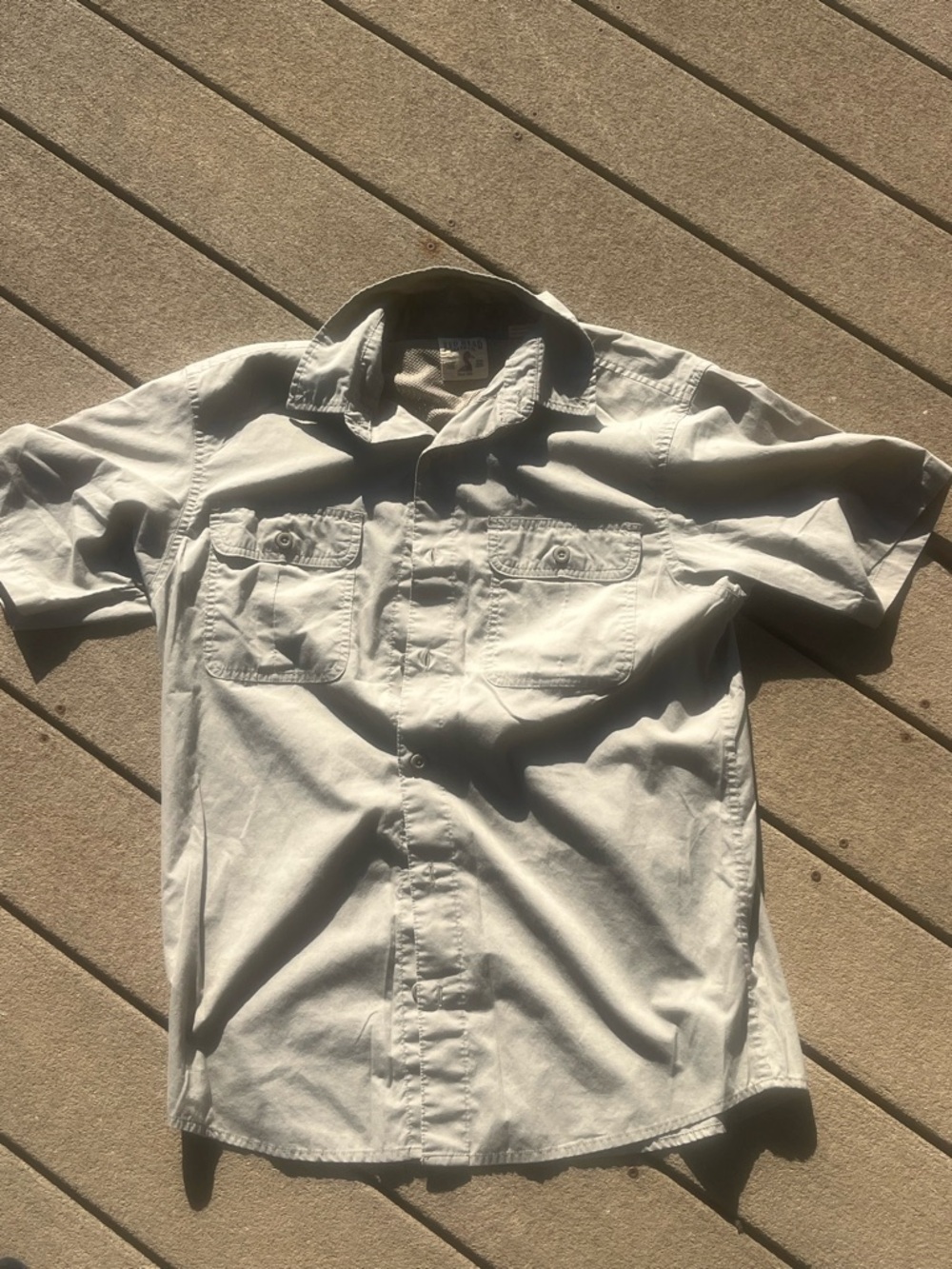 REDHEAD BRAND Men's Short-Sleeve Button-Up Shirt (khaki) Medium/VENTED BACK